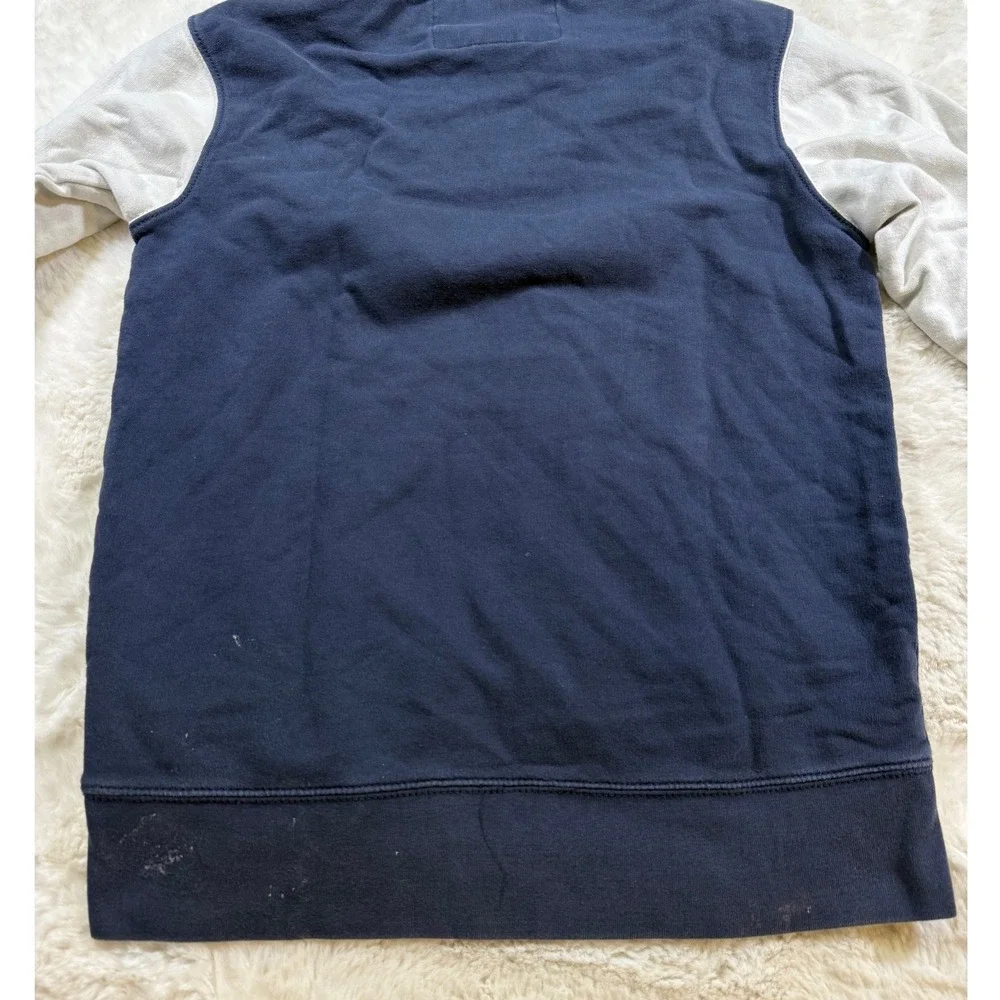 True Religion Hoodie Navy Blue S Varsity Chenille Patch Colorblock Skater Retro
